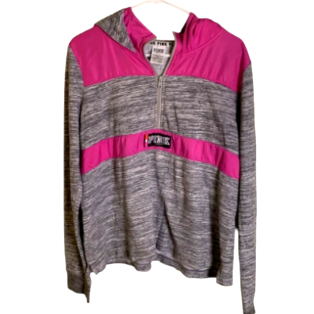 PINK VS Quarter Zip Hoodie Pinky Purple & Heathered Gray